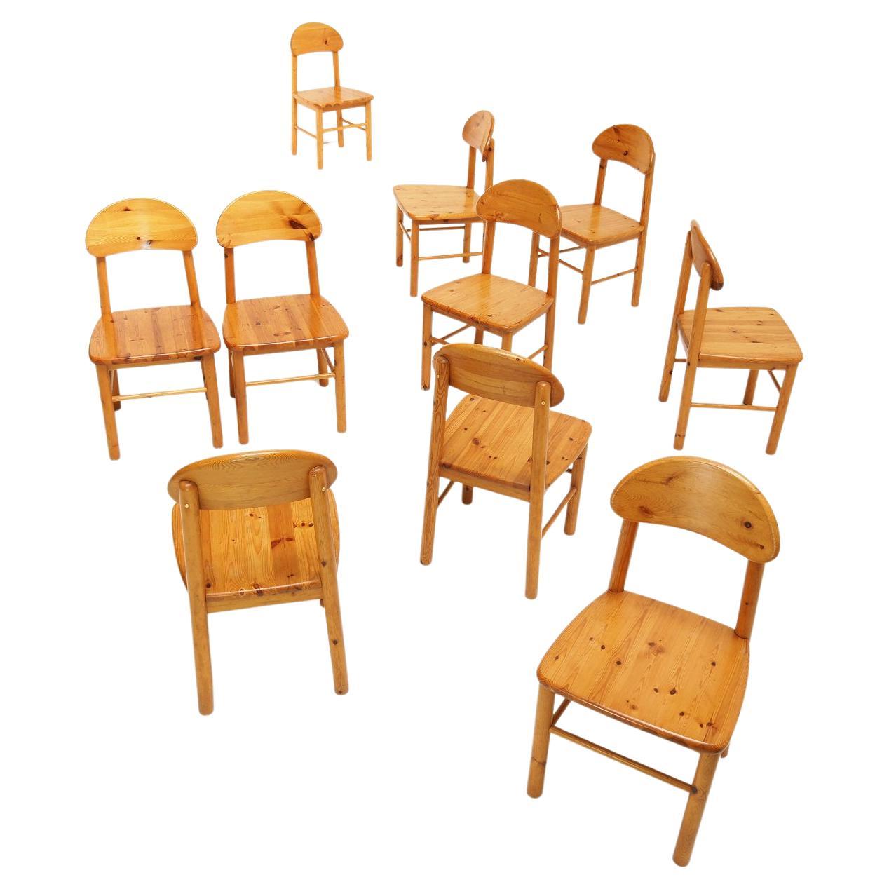 Set of 10 ‘Rainer Daumiller��’ Chairs in Solid Pine Wood