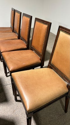 Ensemble de 10 chaises de salle à manger en cuir Ralph Lauren Louis XVI