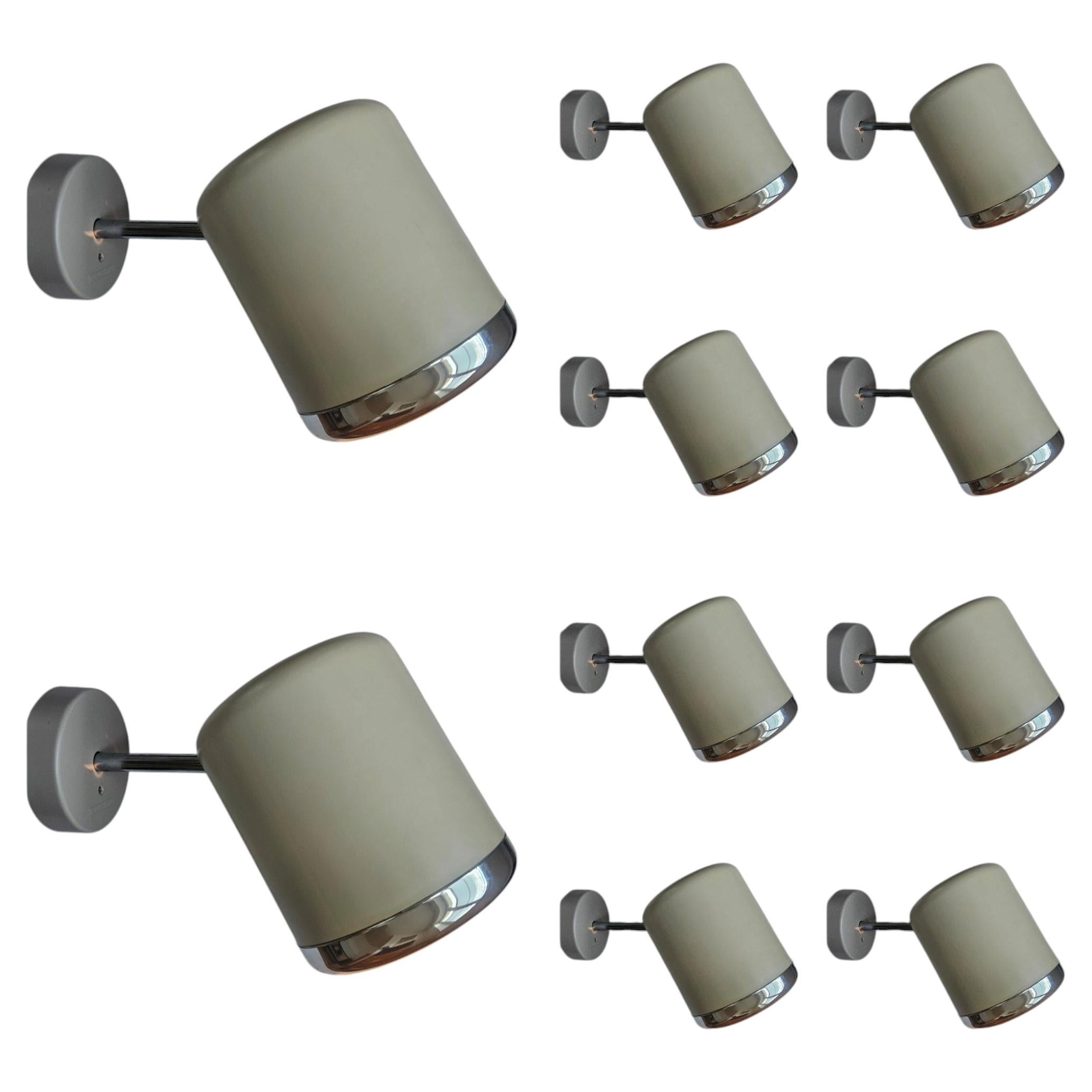 Set of 10 Rare Midcentury Wall Lamps Kinkeldey, Germany, 1970s For Sale