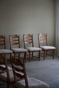 Set of 10 "Razorblade" Chairs in Oak & Lambswool, Henning Kjærnulf, 1960s