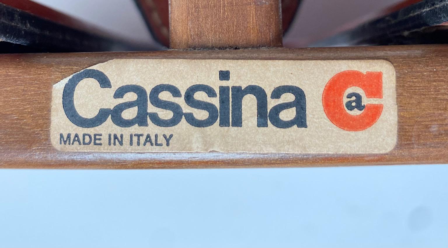 Satz von 10 Stühlen aus rotem Leder 121, Afra & Tobia Scarpa, Cassina, Italien, 1967 im Angebot 2