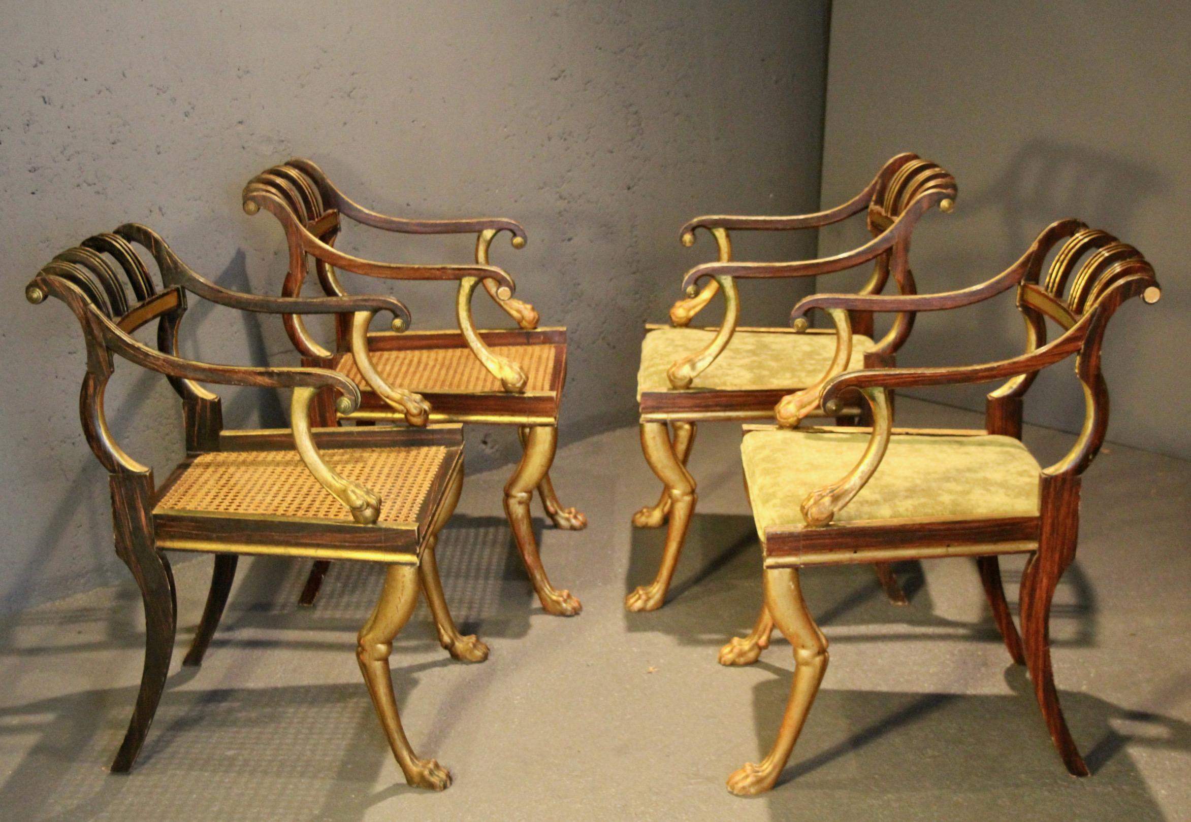 Satz von 10 Regency-Löwentatzen-Sesseln im Zustand „Gut“ im Angebot in grand Lancy, CH