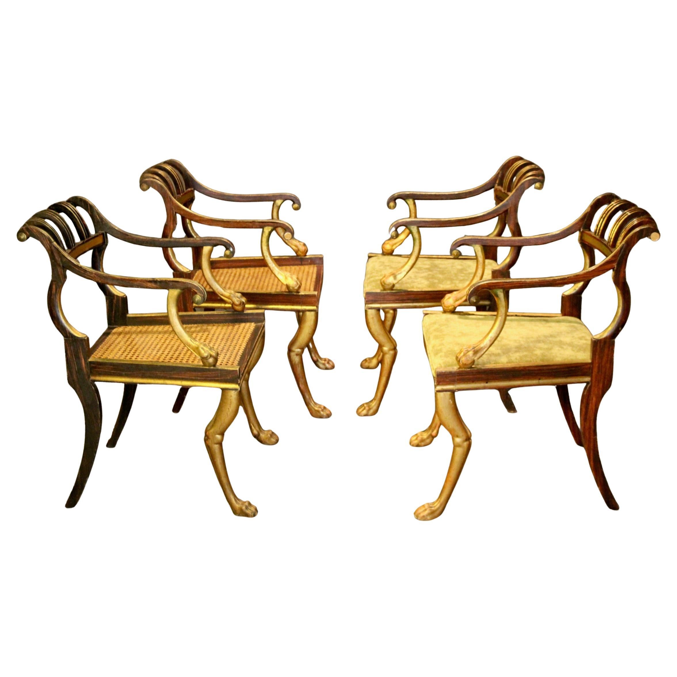 Satz von 10 Regency-Löwentatzen-Sesseln im Angebot