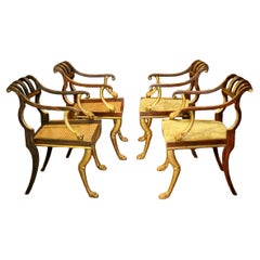Antique Set of 10 Regency lions paw feet armchairs