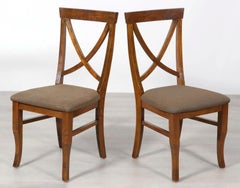 Set of 10 Regency Oak X-Back Dining Chairs, Mid-20th Century, England