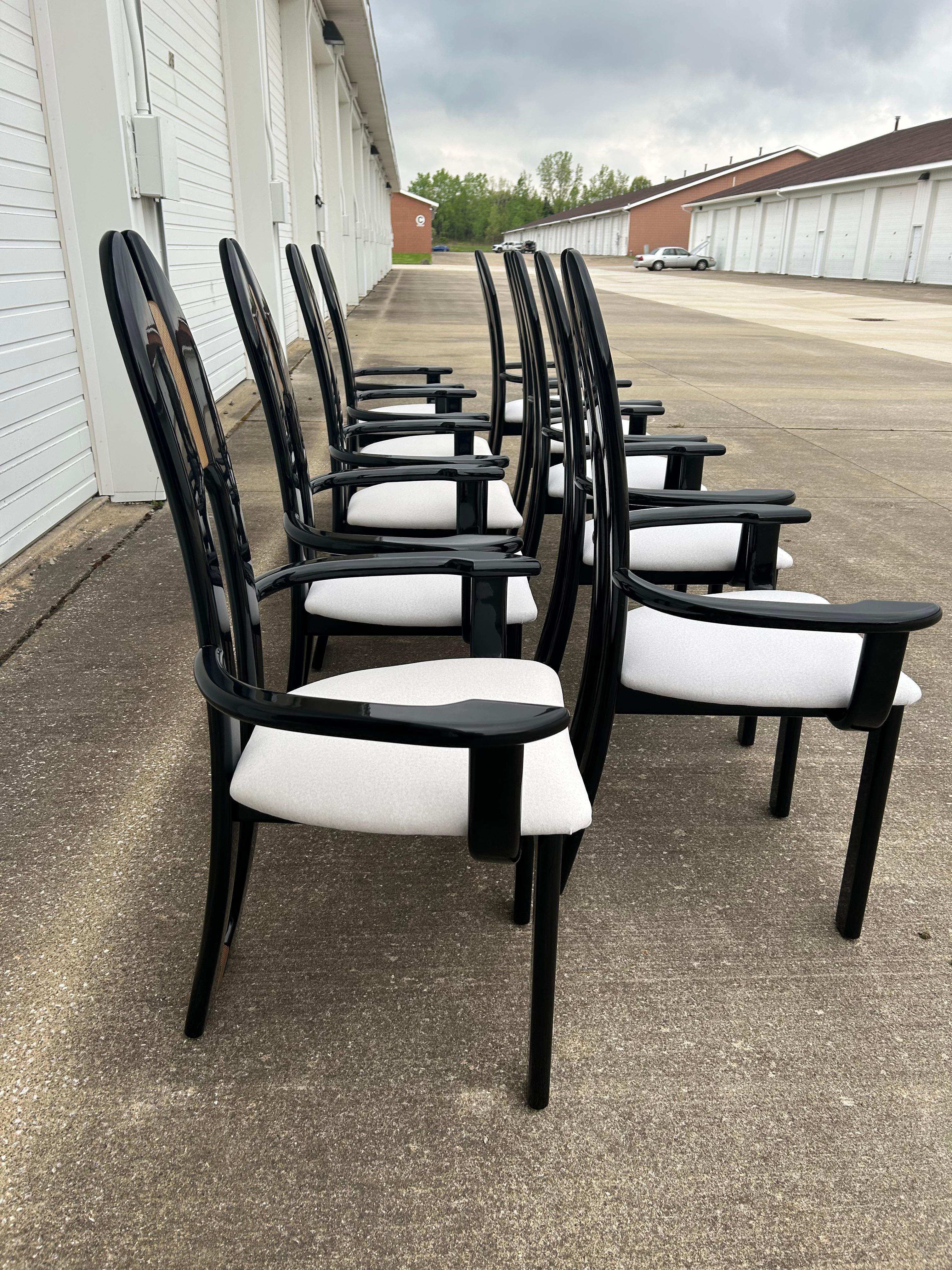 Set of 10 Reupholstered Italian Avant Garde Dining Armchairs For Sale 4