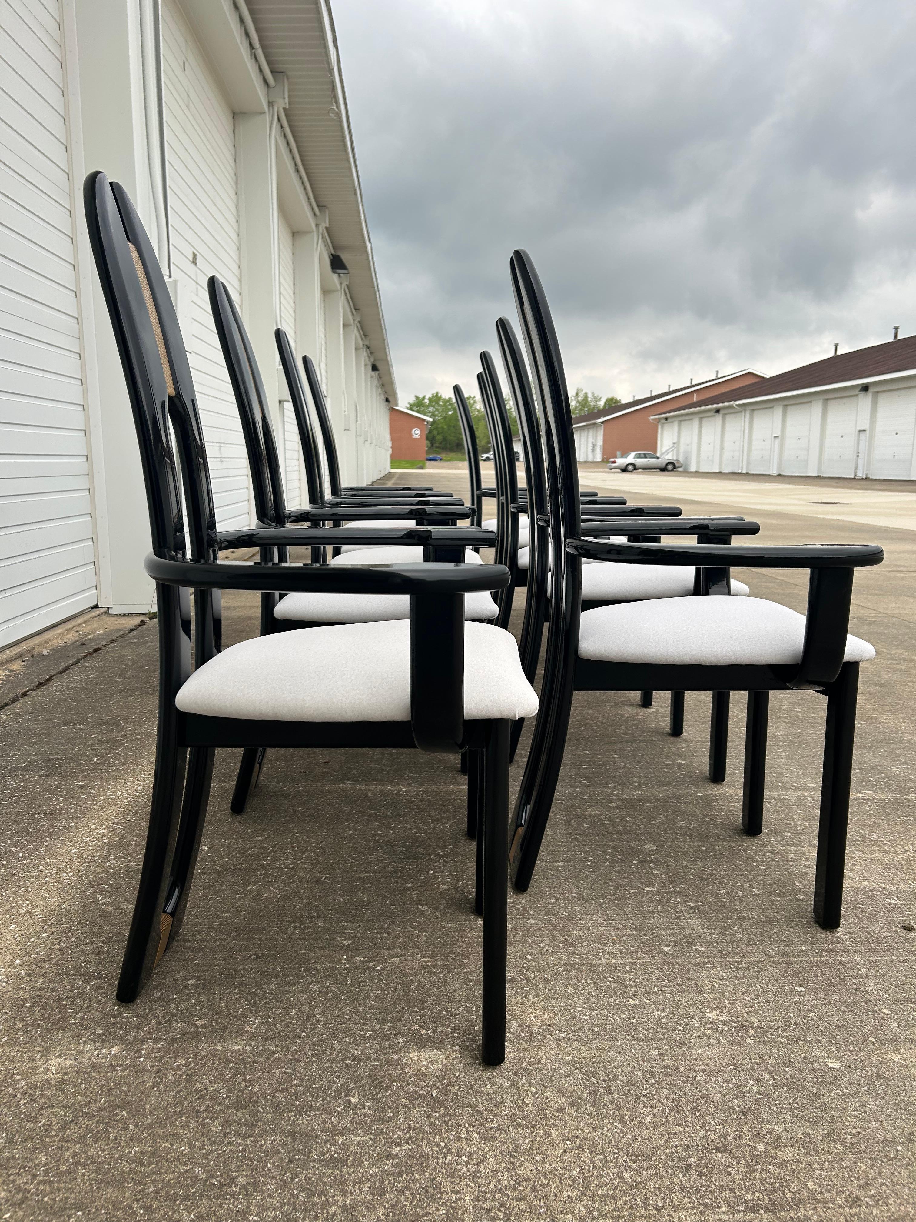 Set of 10 Reupholstered Italian Avant Garde Dining Armchairs For Sale 5