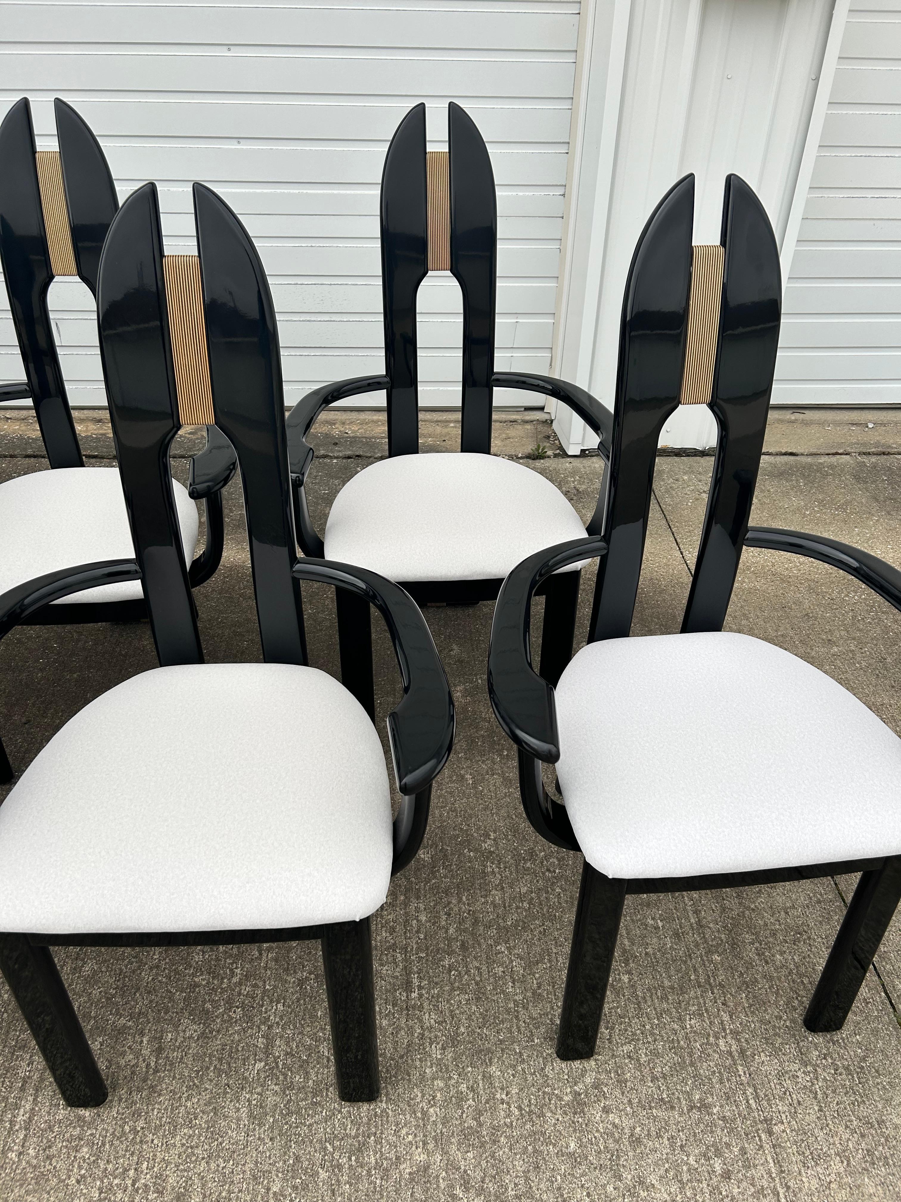 Set of 10 Reupholstered Italian Avant Garde Dining Armchairs For Sale 7