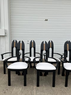 Set of 10 Reupholstered Italian Avant Garde Dining Armchairs