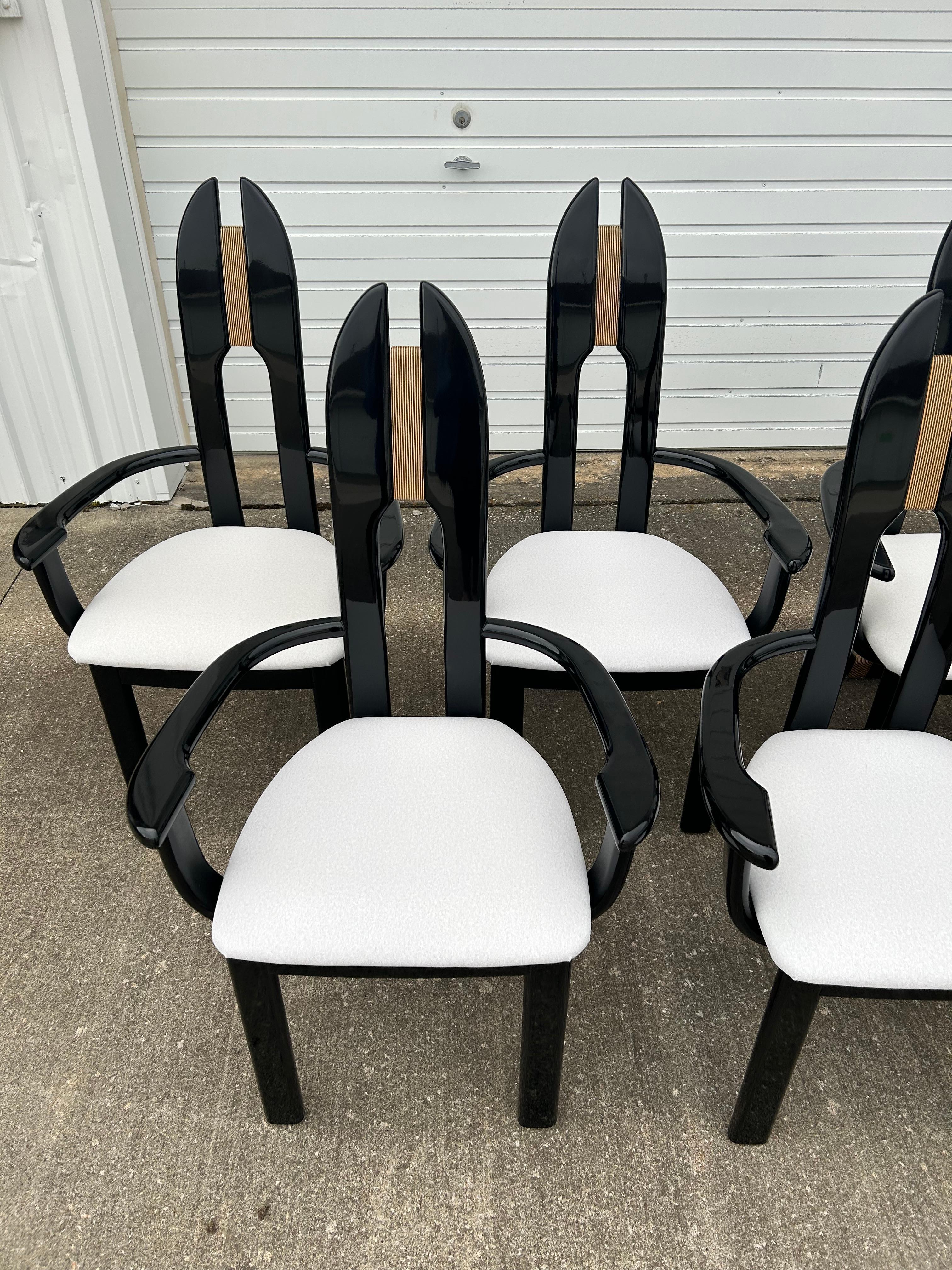Modern Set of 10 Reupholstered Italian Avant Garde Dining Armchairs For Sale