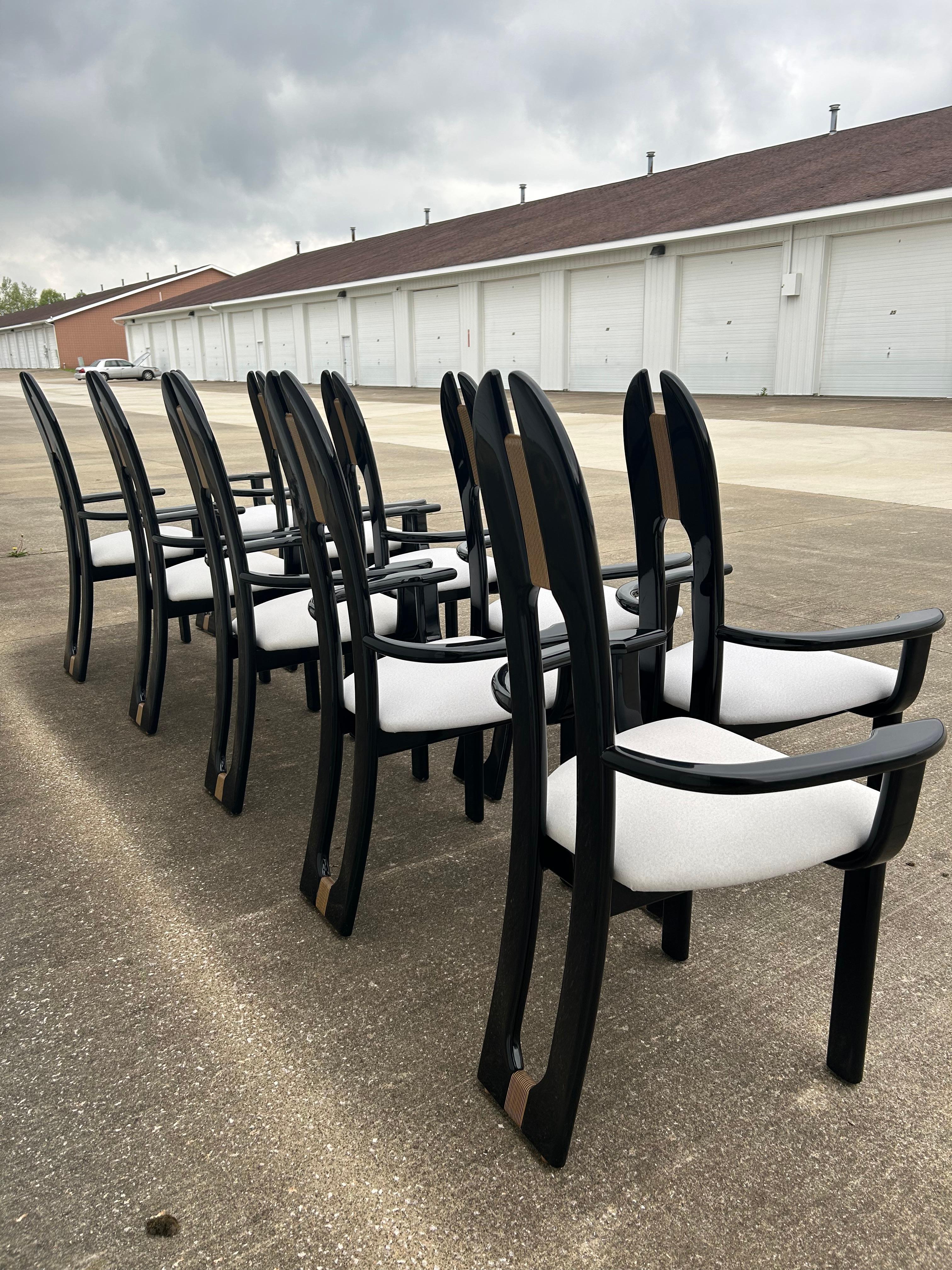 Set of 10 Reupholstered Italian Avant Garde Dining Armchairs For Sale 3