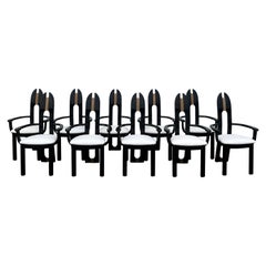 Set of 10 Reupholstered Italian Avant Garde Dining Armchairs