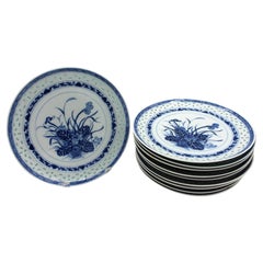 Ensemble de 10 assiettes à dîner en porcelaine de riz, exportation chinoise, vers 1900-1925