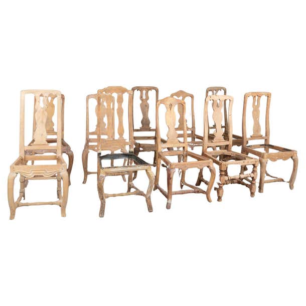 Set of 10 Rococo Dining Chairs, Sweden circa 1750-1800 For Sale at 1stDibs