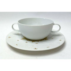 Set of 10 Rosenthal Magic Flute Papageno Gilt Porcelain Bouillon Cup and Saucers