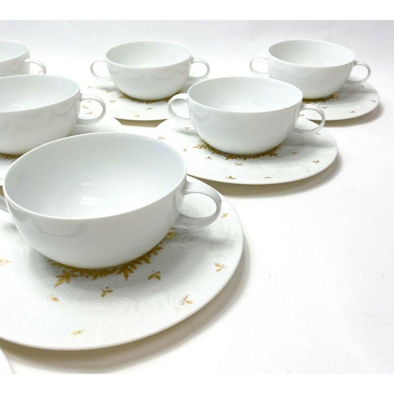 20th Century Set of 10 Rosenthal Magic Flute Papageno Gilt Porcelain Bouillon Cup and Saucers For Sale