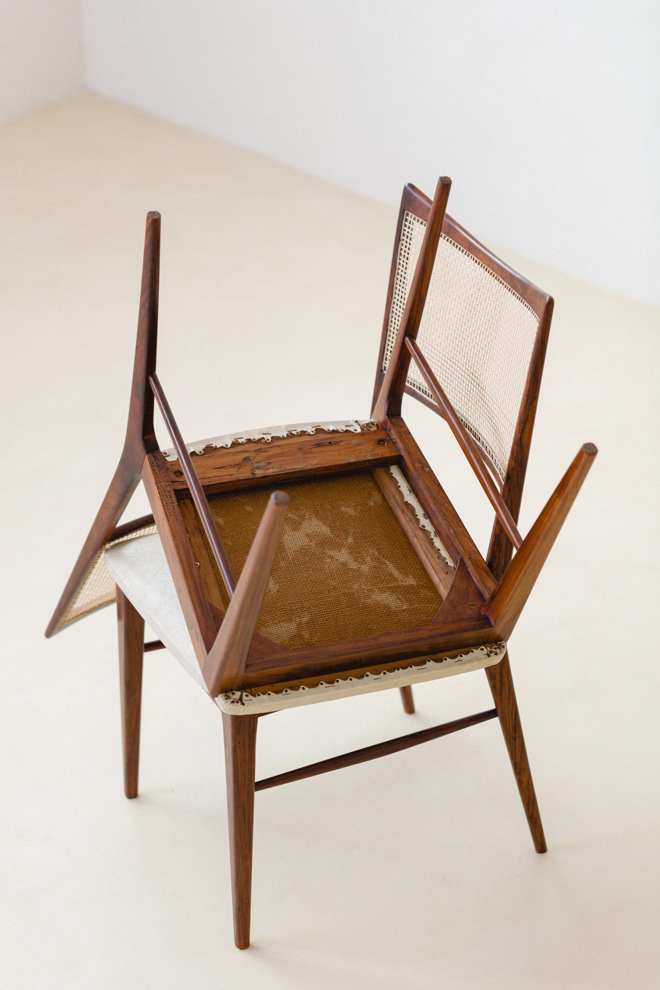 Set of 10 Rosewood and Cane Dining Chairs, Unknown Designer, 1950s 6