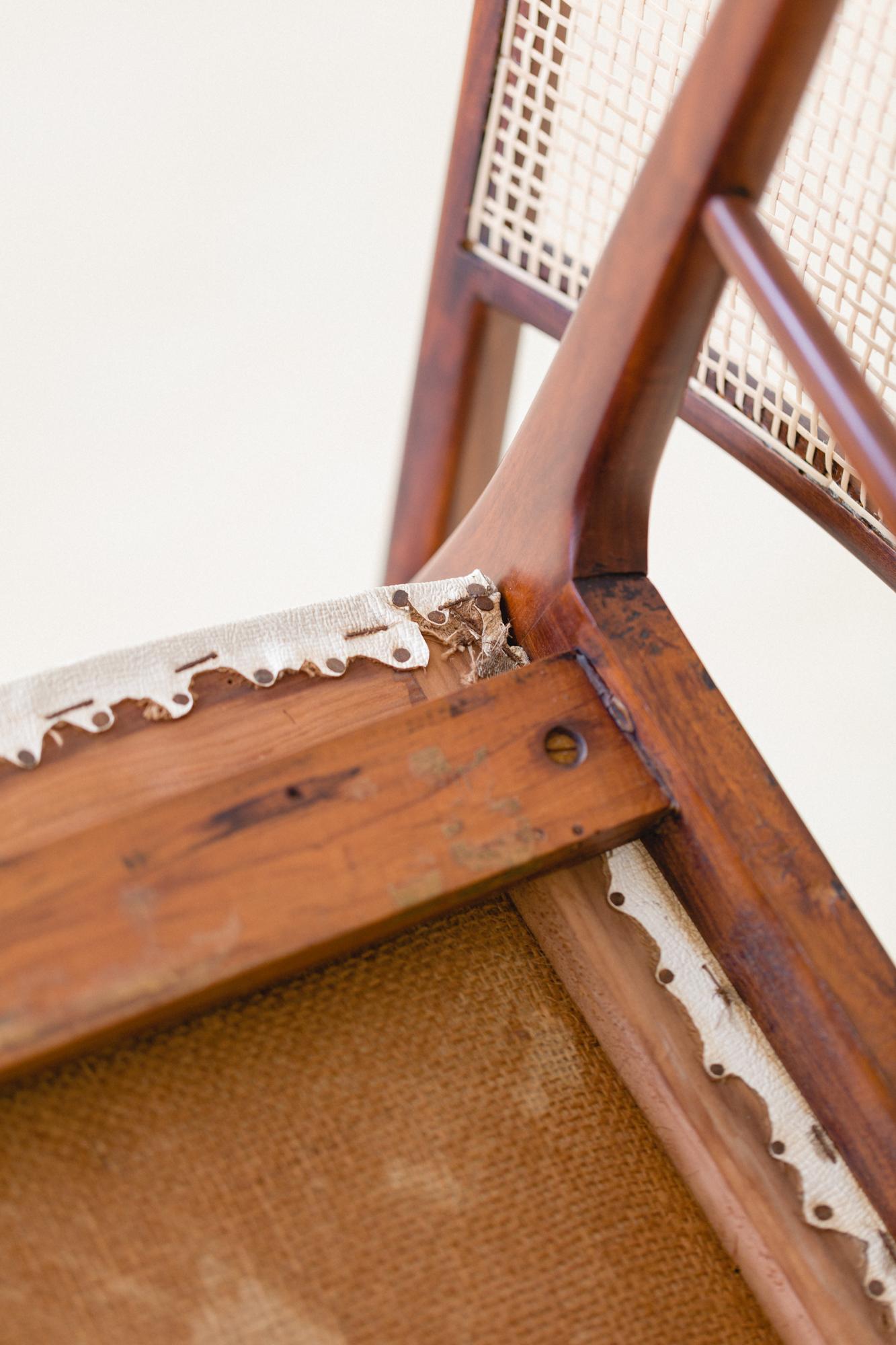 Set of 10 Rosewood and Cane Dining Chairs, Unknown Designer, 1950s For Sale 8