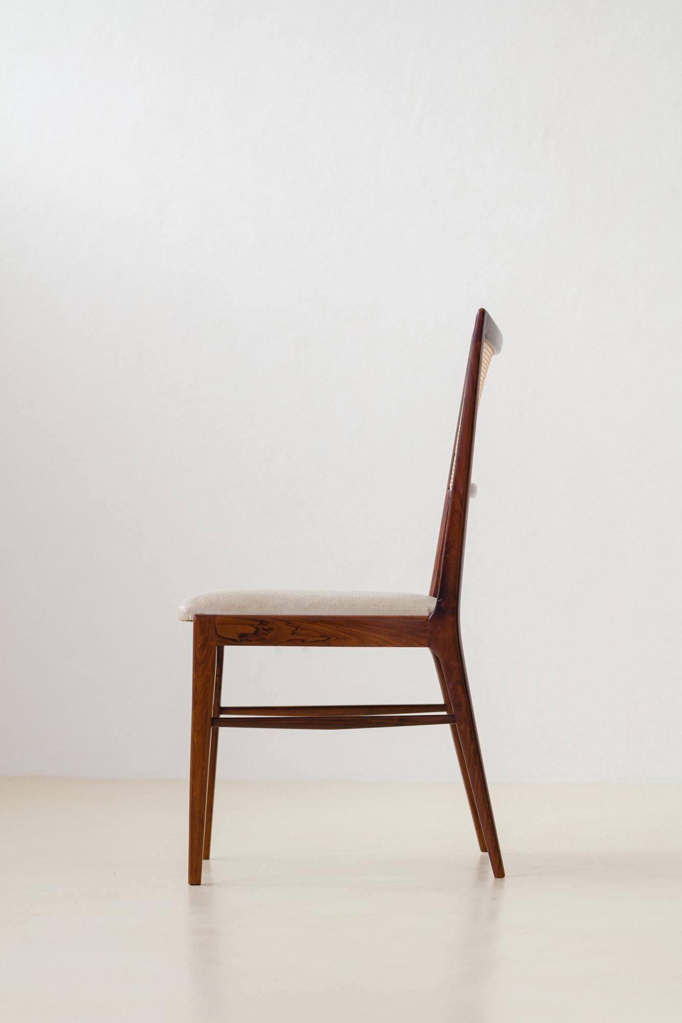 Set of 10 Rosewood and Cane Dining Chairs, Unknown Designer, 1950s For Sale 10