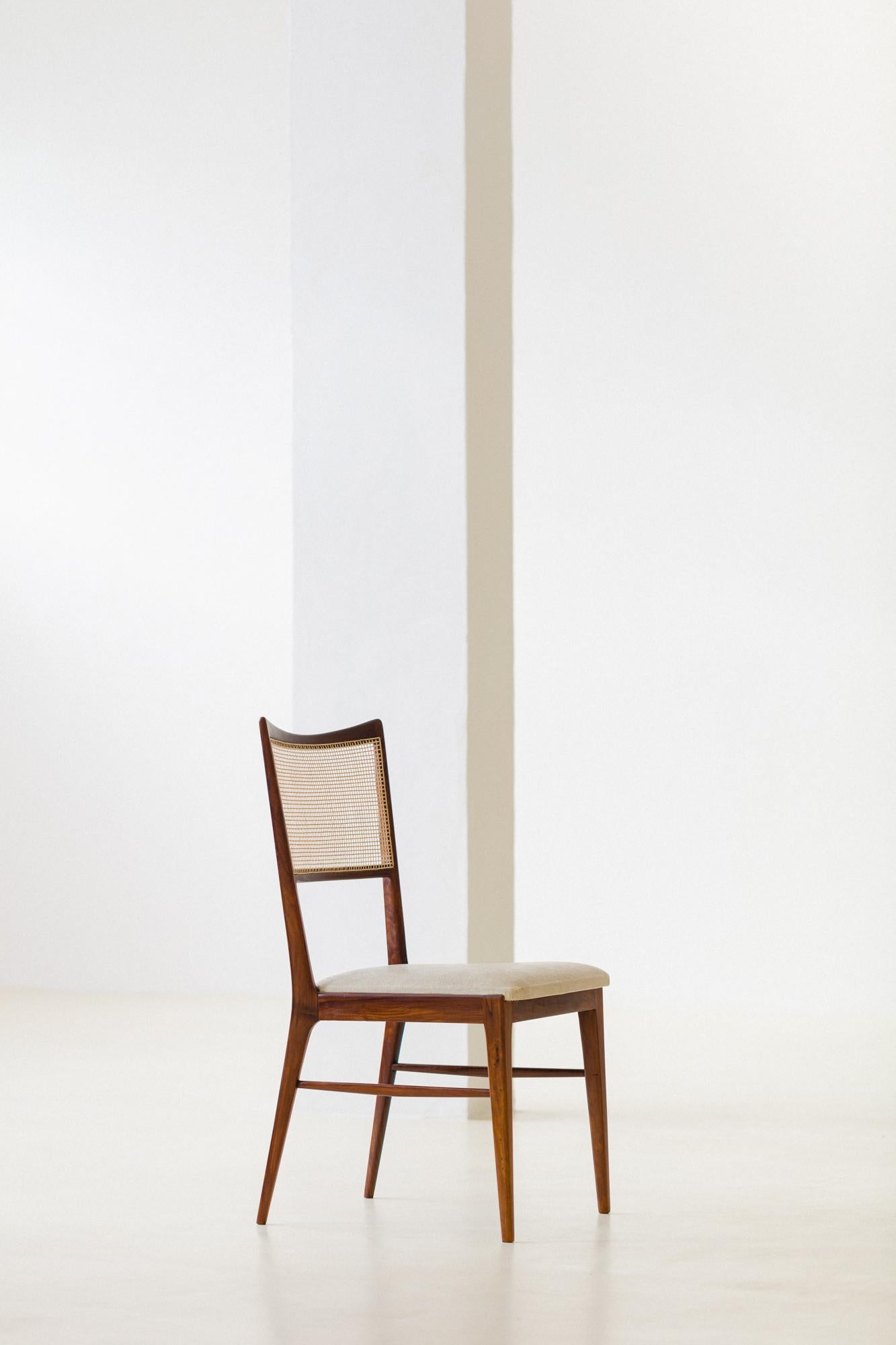 Brazilian Set of 10 Rosewood and Cane Dining Chairs, Unknown Designer, 1950s For Sale
