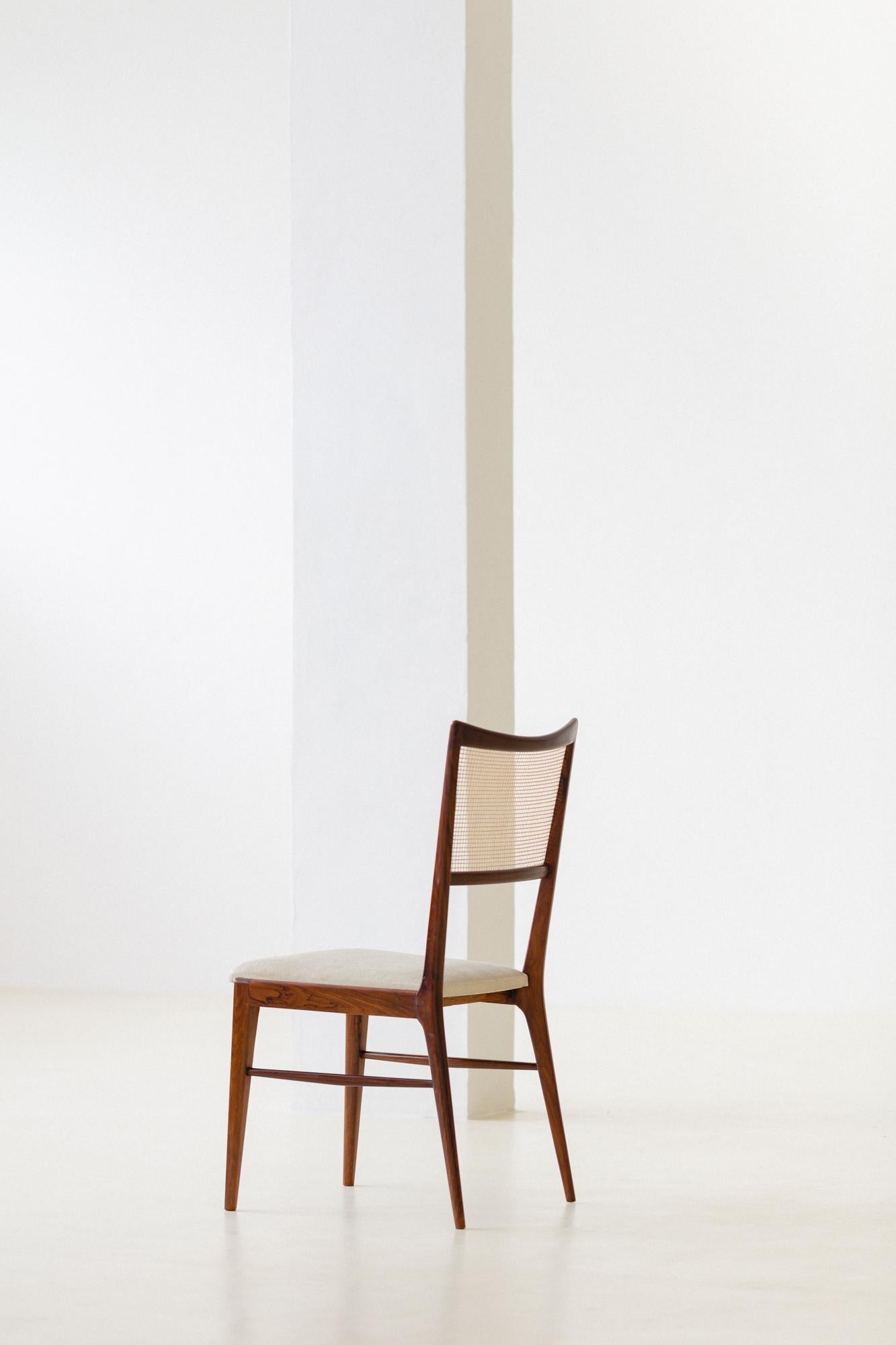 Set of 10 Rosewood and Cane Dining Chairs, Unknown Designer, 1950s For Sale 1