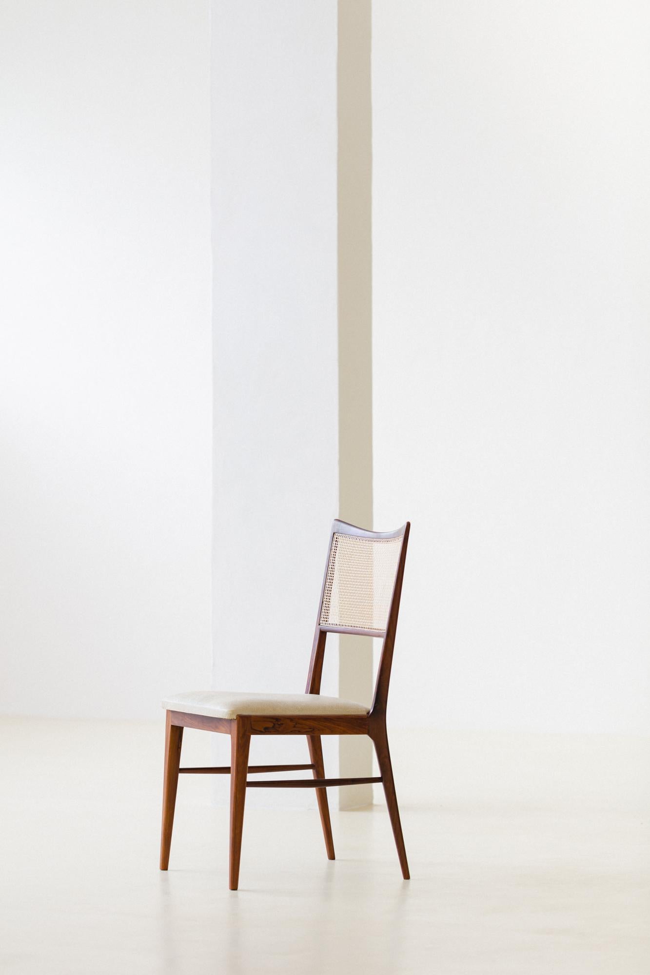 Set of 10 Rosewood and Cane Dining Chairs, Unknown Designer, 1950s 2