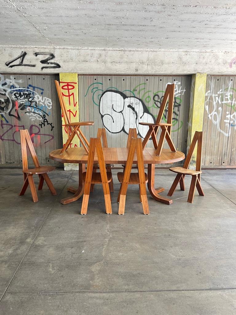 Set di 10 sedie da pranzo in olmo massiccio vintage 