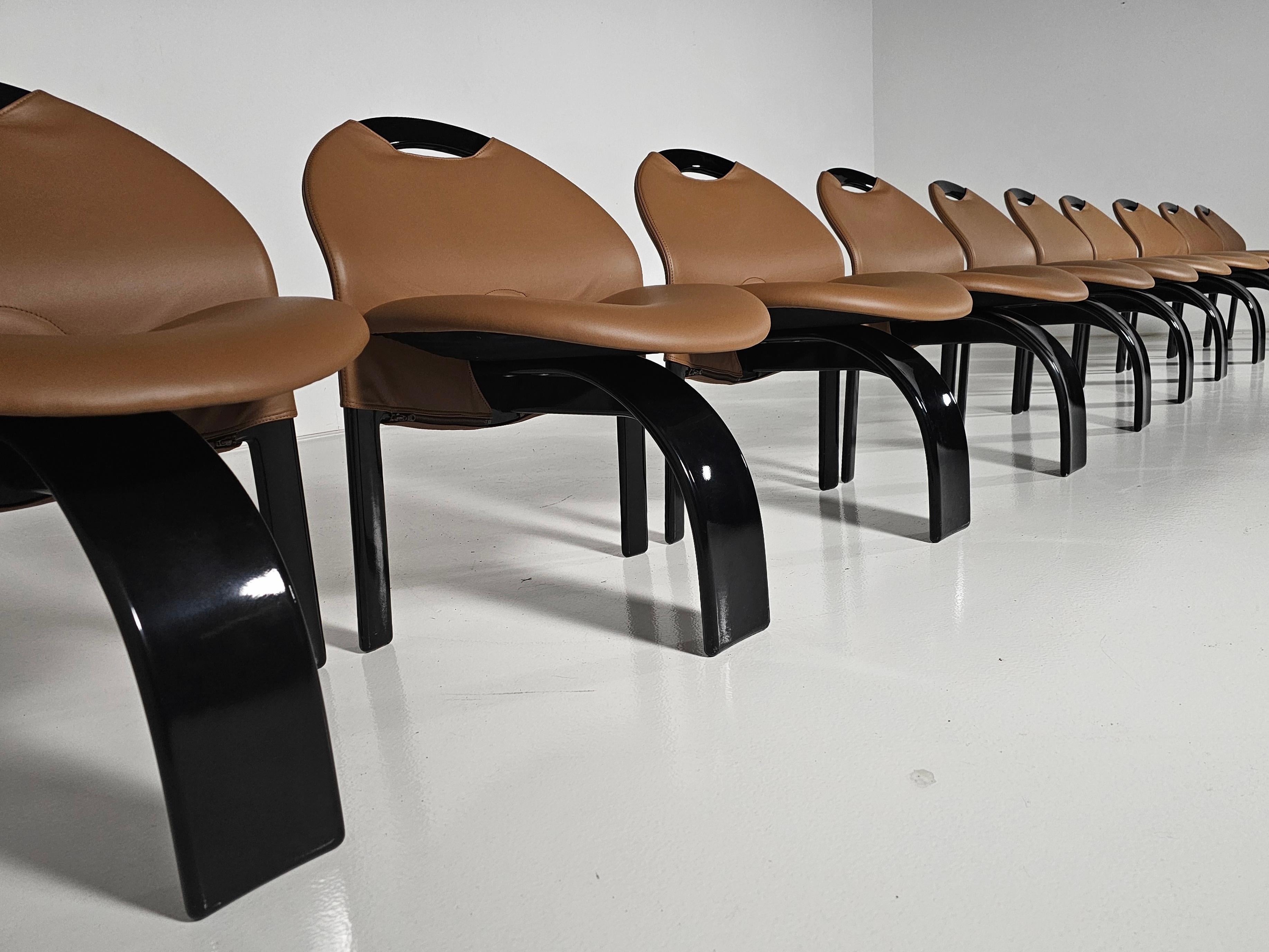 Set di 10 sedie da pranzo 'Sail' di Giovanni Offredi per Saporiti, 1973 In condizioni buone in vendita a amstelveen, NL