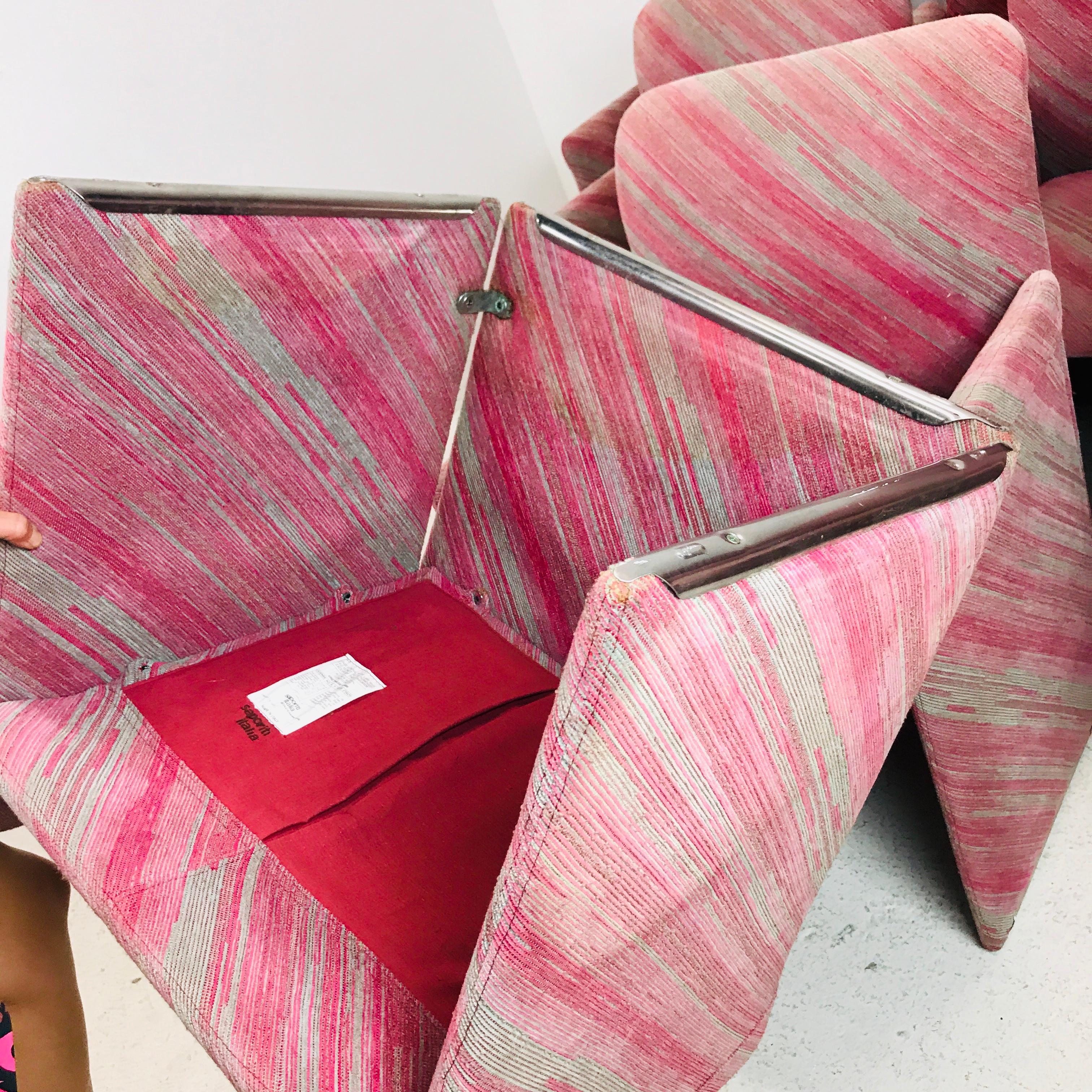 Fabric Set of 10 Saporiti Dining Chairs