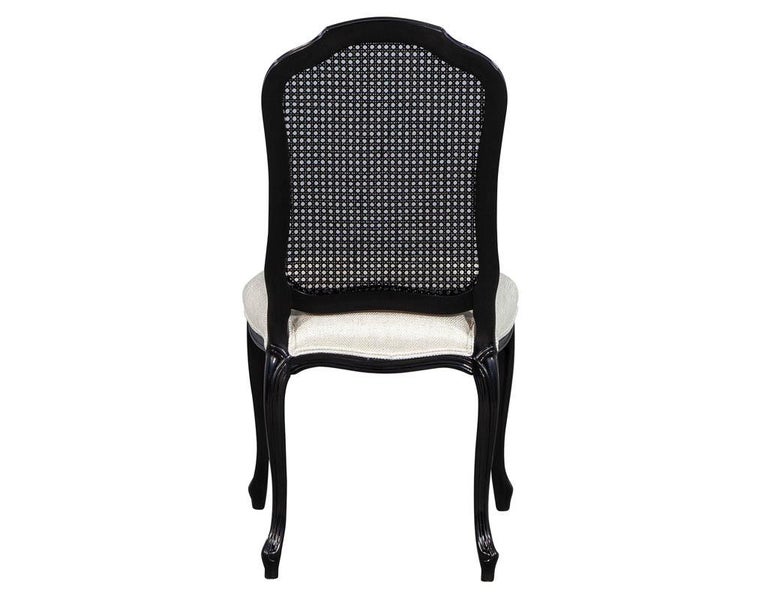 Set of 10 Sculpted Italian Louis XV Style Cane Back Dining Chairs in Black  at 1stDibs