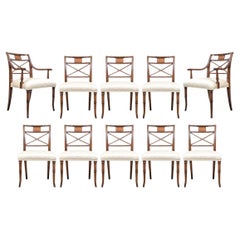 Set Of 10 Sheraton Style Dining Chairs Attributed to Baker