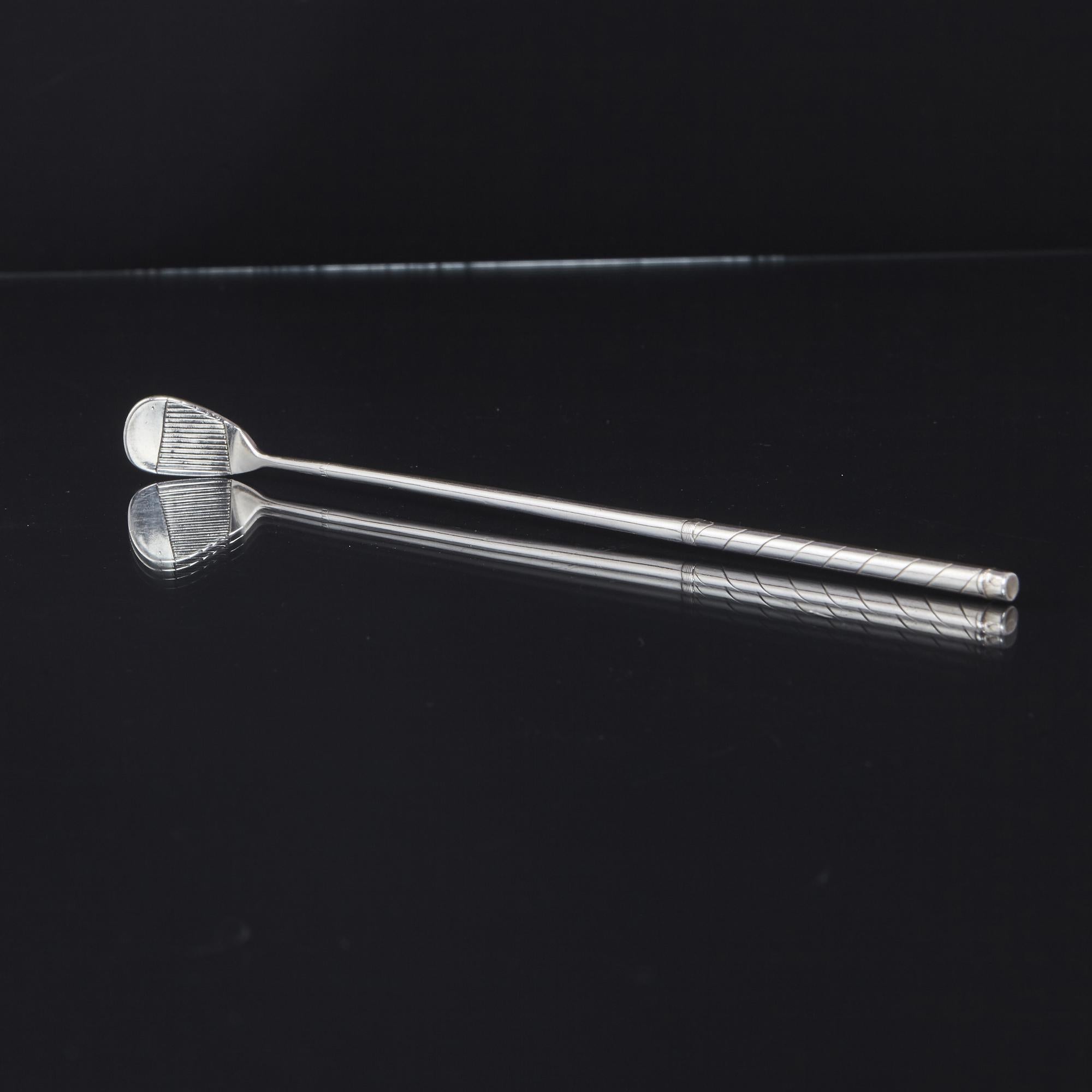 American Set of 10 Silver Golf Club Cocktail Stirrers