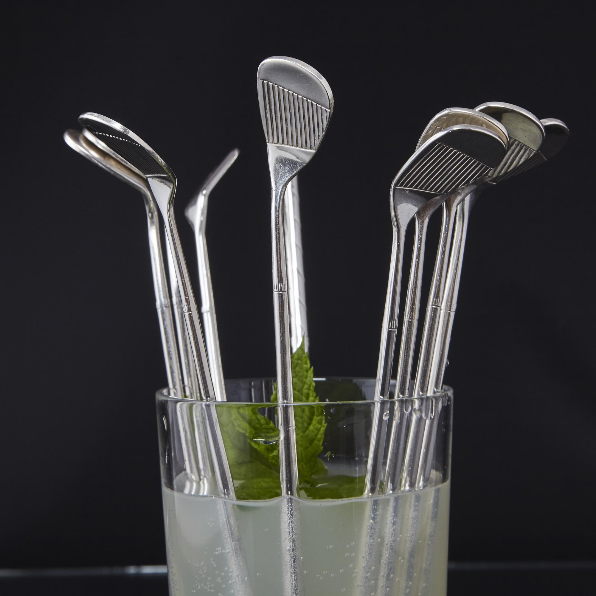 20th Century Set of 10 Silver Golf Club Cocktail Stirrers