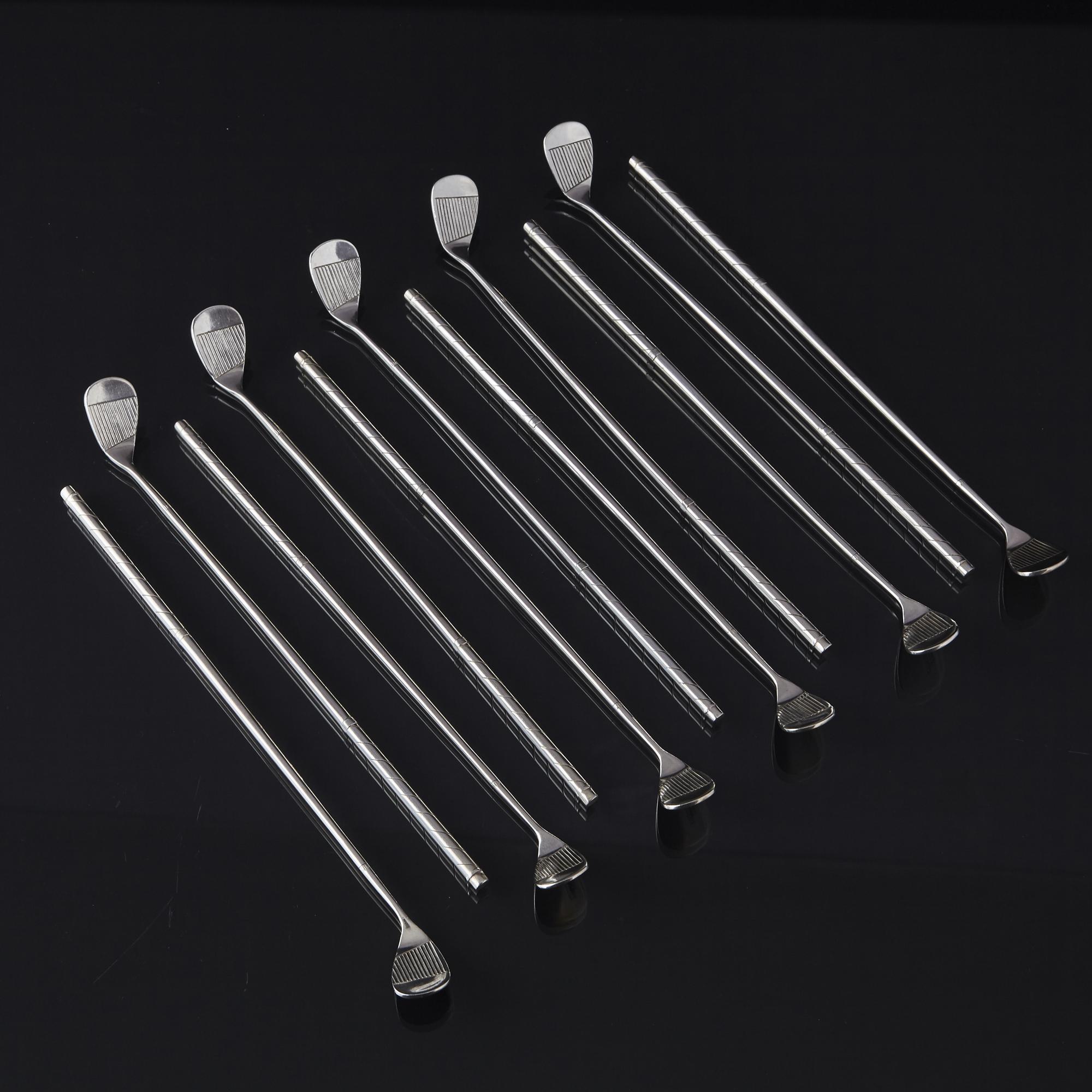 Sterling Silver Set of 10 Silver Golf Club Cocktail Stirrers