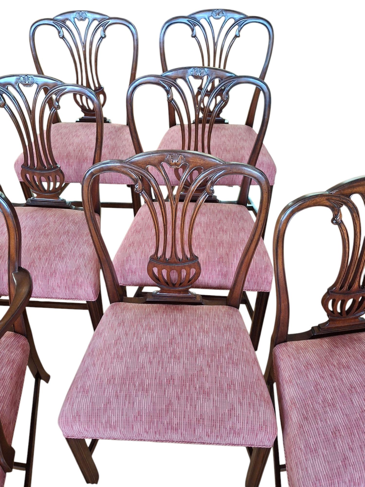 Fine XX secolo Set di 10 sedie da pranzo Smith & Watson in stile Chippendale in vendita