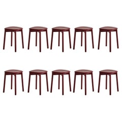 Set di 10 sgabelli Soft Edge72, Fall Red di Iskos-Berlin per Hay
