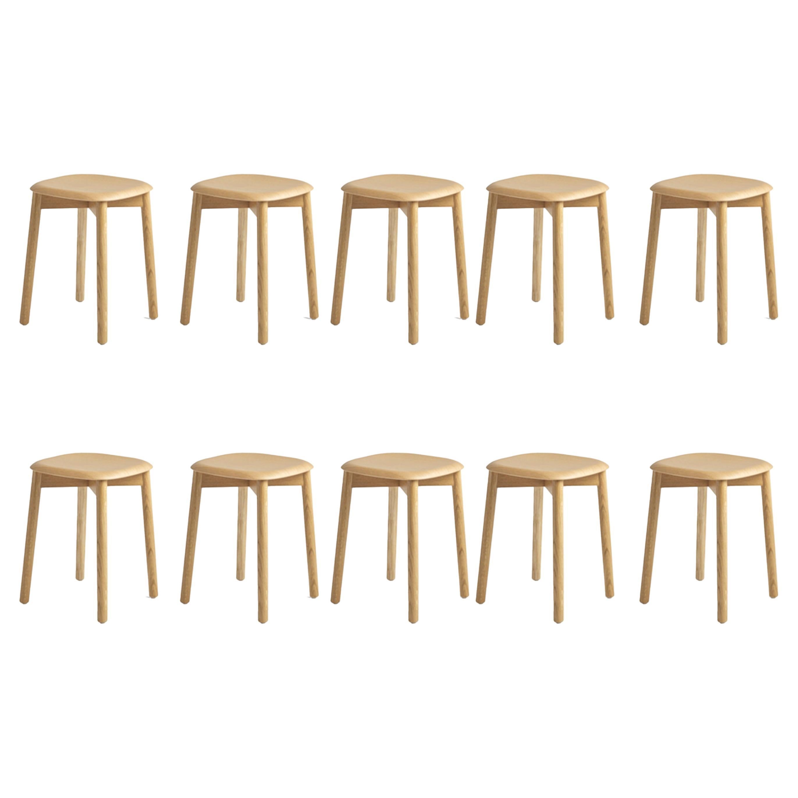 Set of 10 Soft Edge72 Stools, Oak by Iskos-Berlin for Hay For Sale