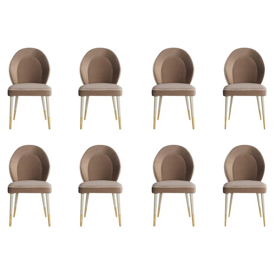 Set of 10 Sophia Dining Chair with Beautiful Back Details and Brushed Brass Tips