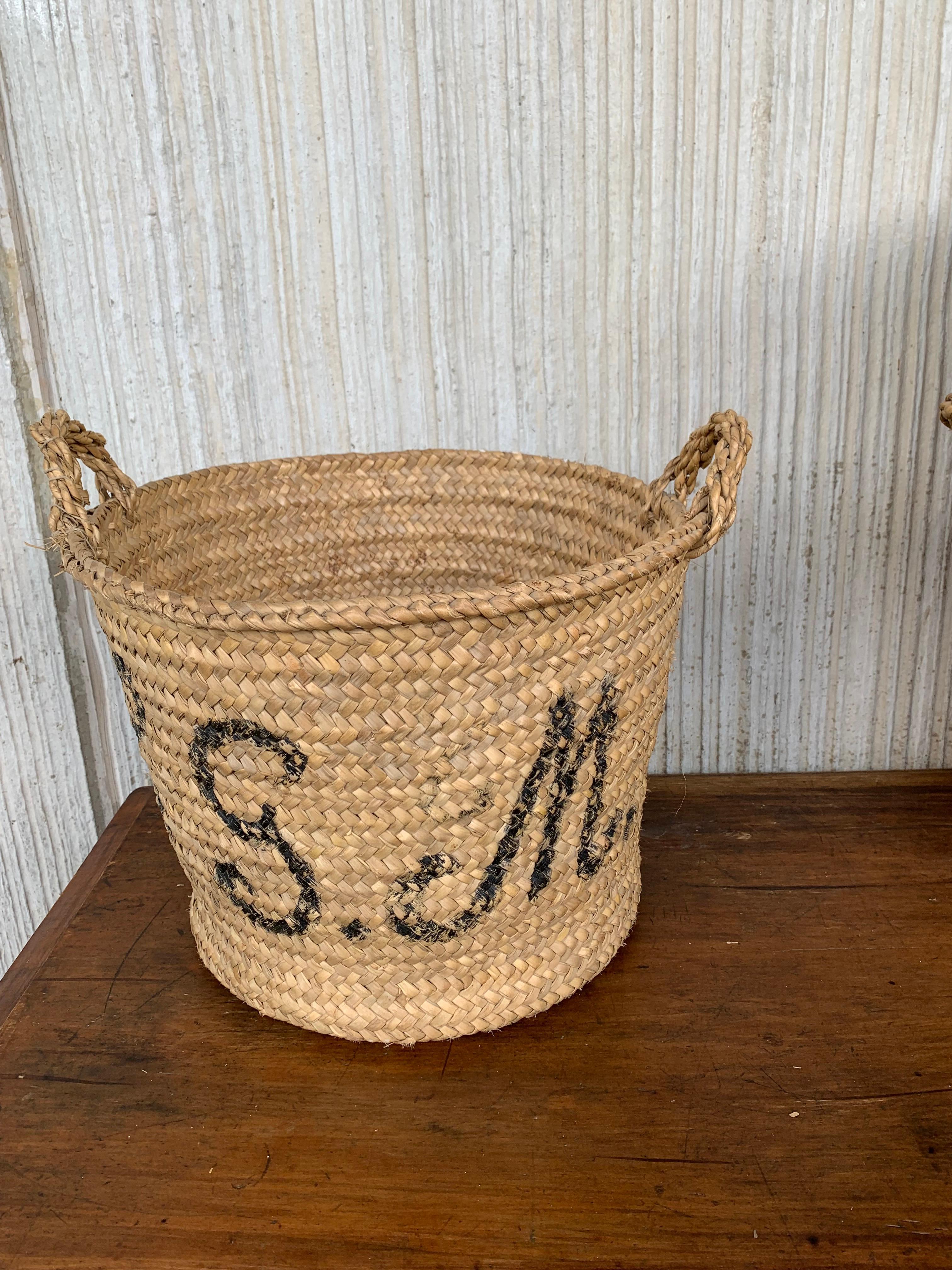 Set of 10 Spanish Woven Wicker Olive Grape Harvest Basket In Good Condition In Miami, FL