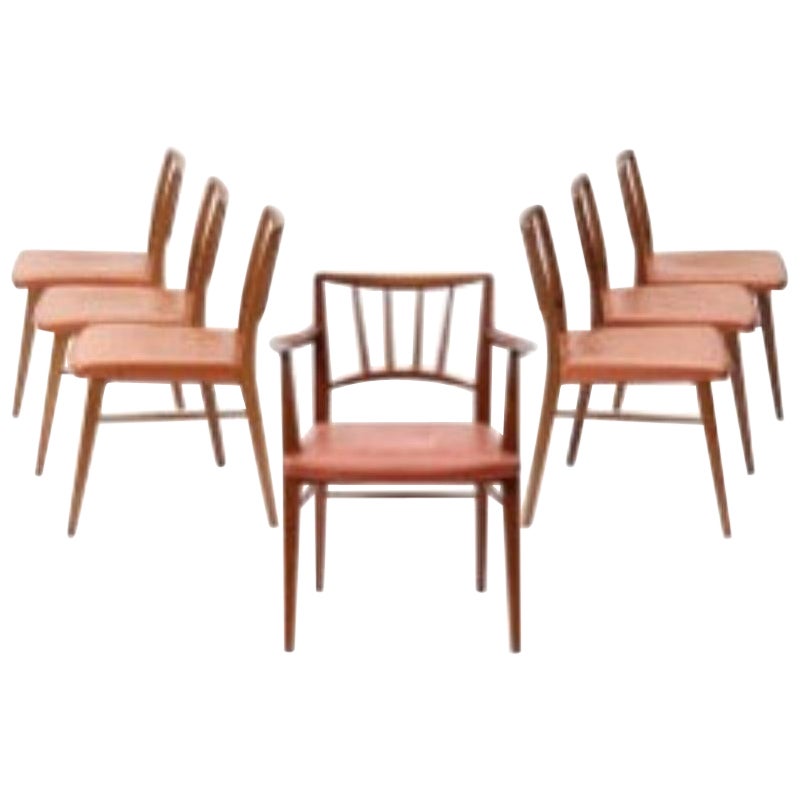 Juego de 10 sillas de comedor con respaldo de huso de Edward Wormley para Dunbar