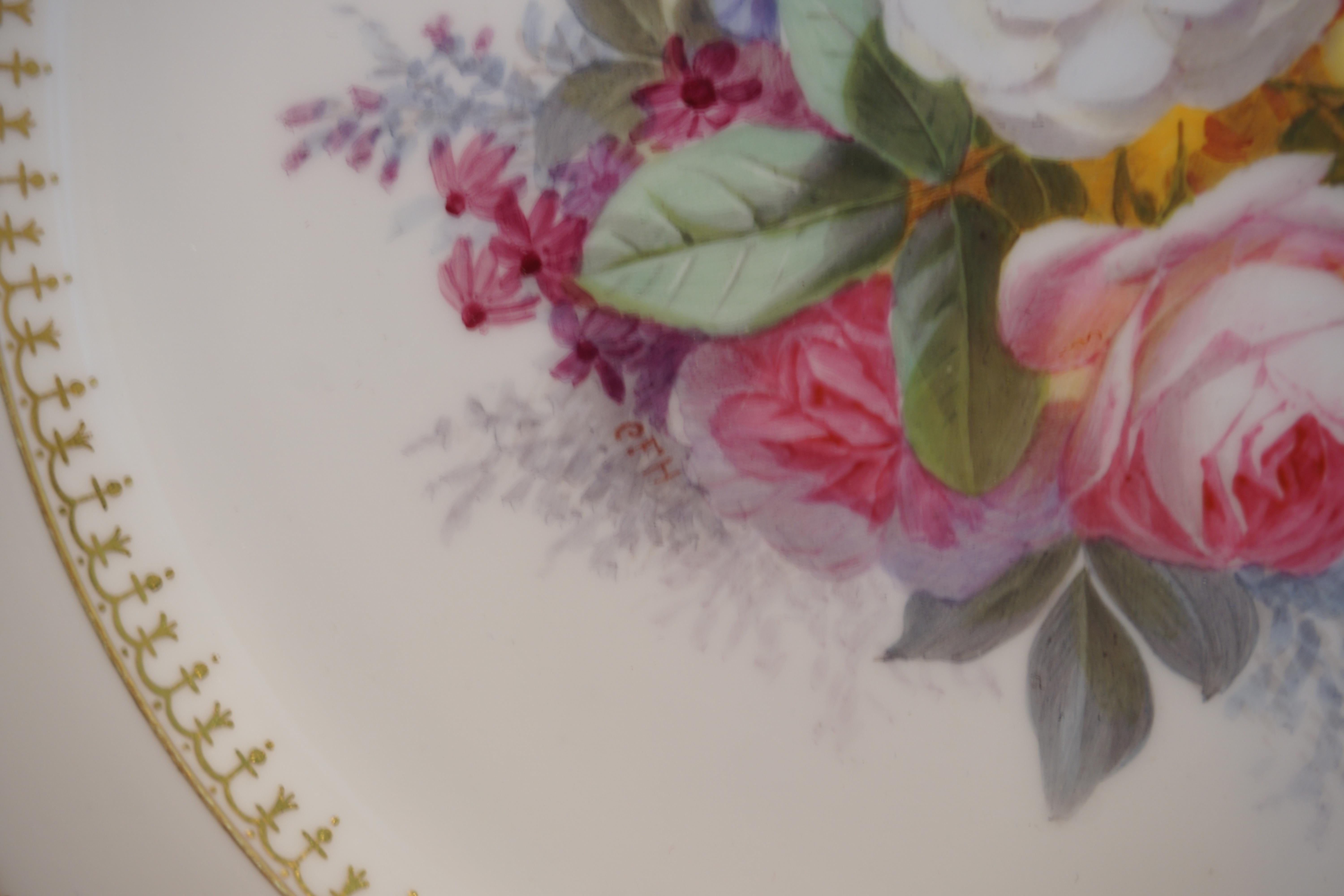 Set of 10 Spode Made for Tiffany Dessert Plates Signed by Renown Artist Hurten 5
