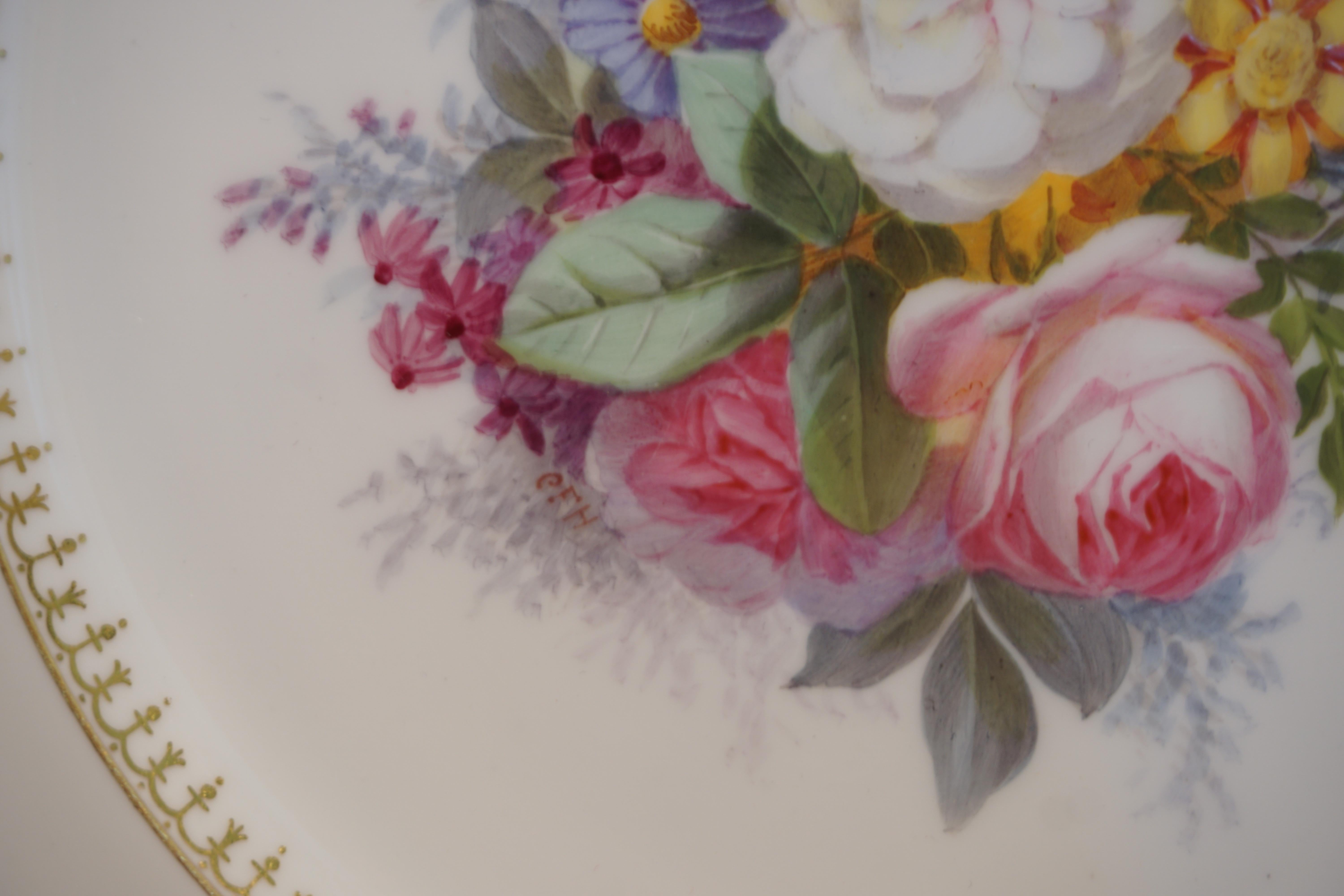 Set of 10 Spode Made for Tiffany Dessert Plates Signed by Renown Artist Hurten 6