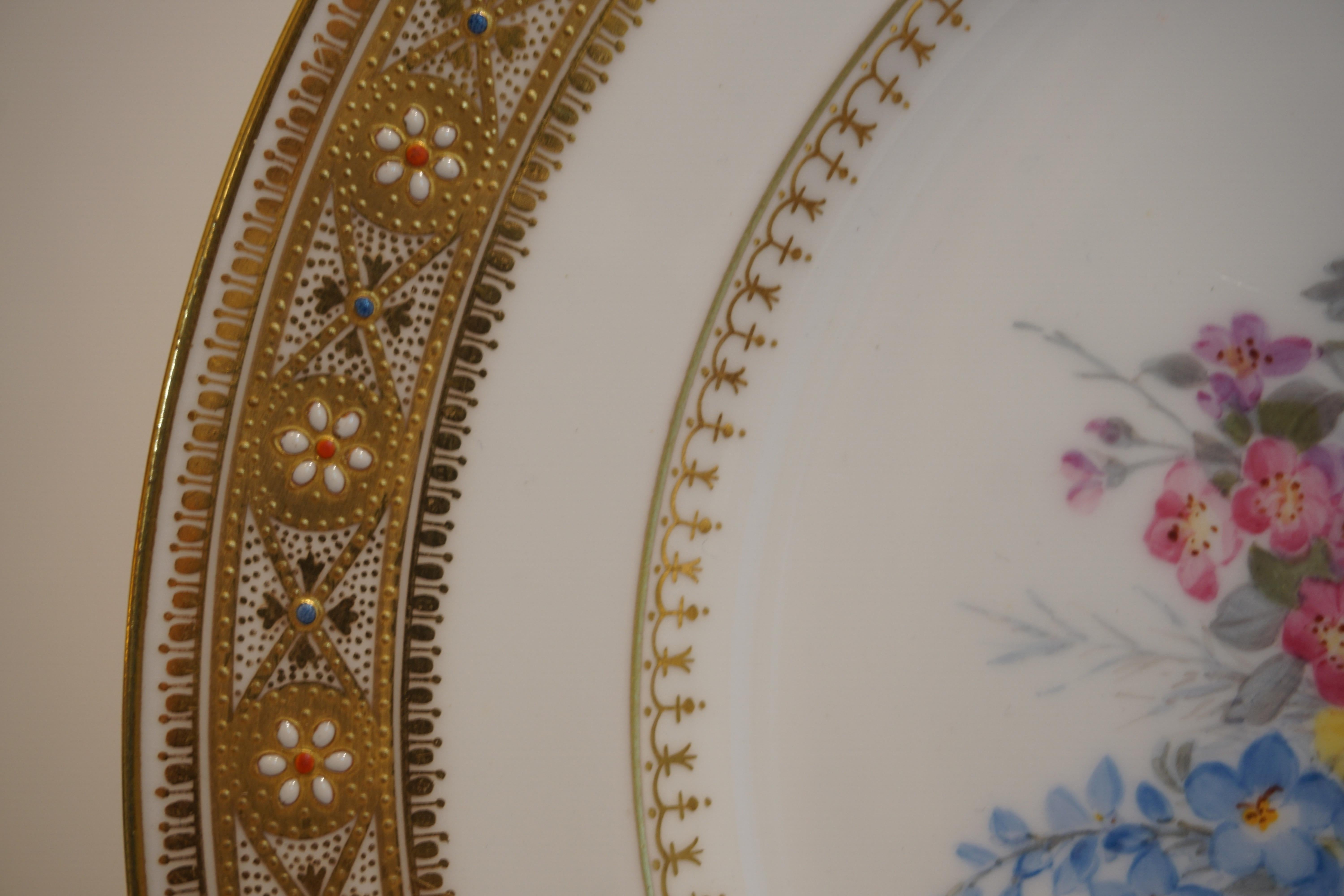 Set of 10 Spode Made for Tiffany Dessert Plates Signed by Renown Artist Hurten 9