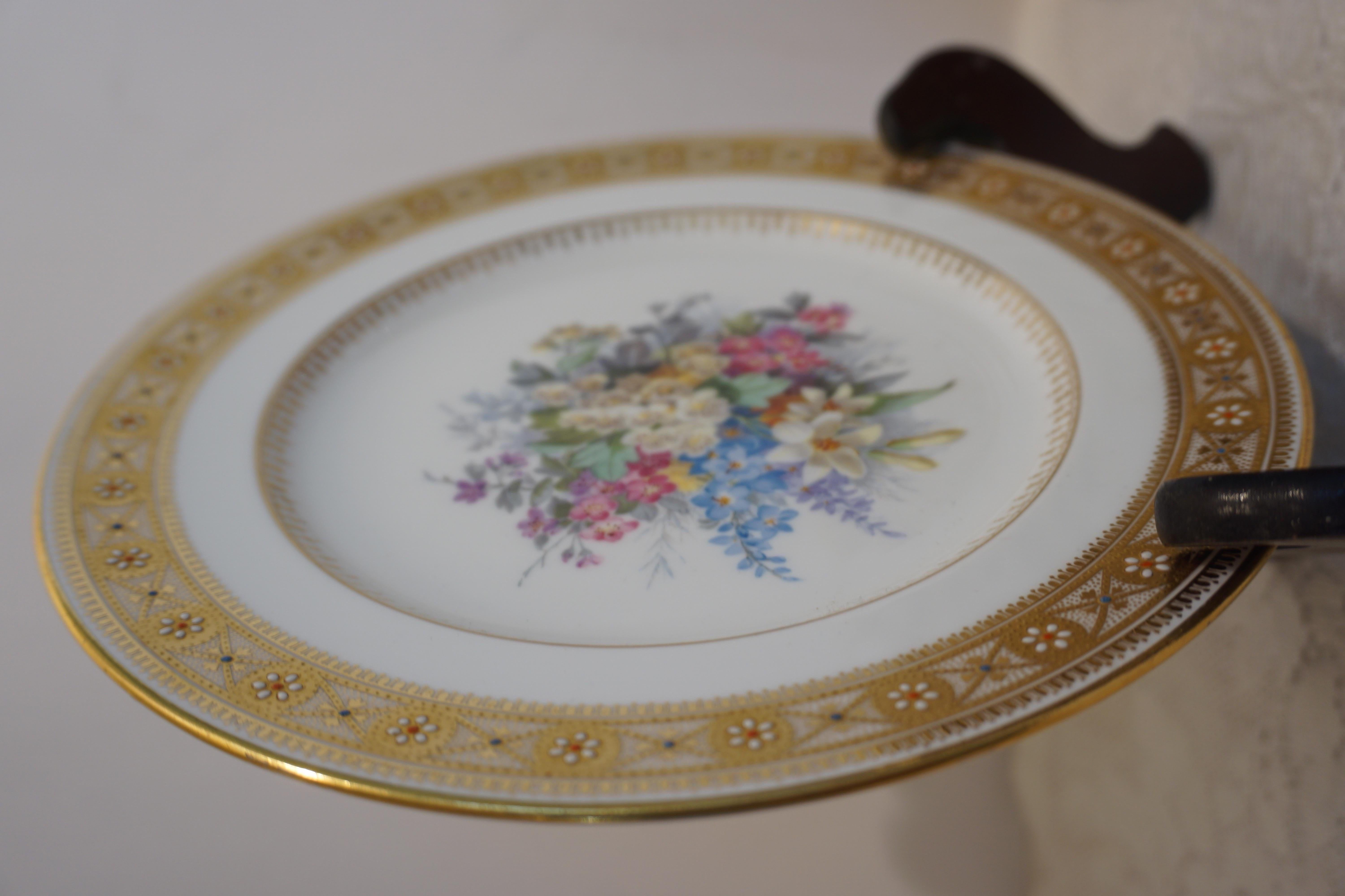 Set of 10 Spode Made for Tiffany Dessert Plates Signed by Renown Artist Hurten 10
