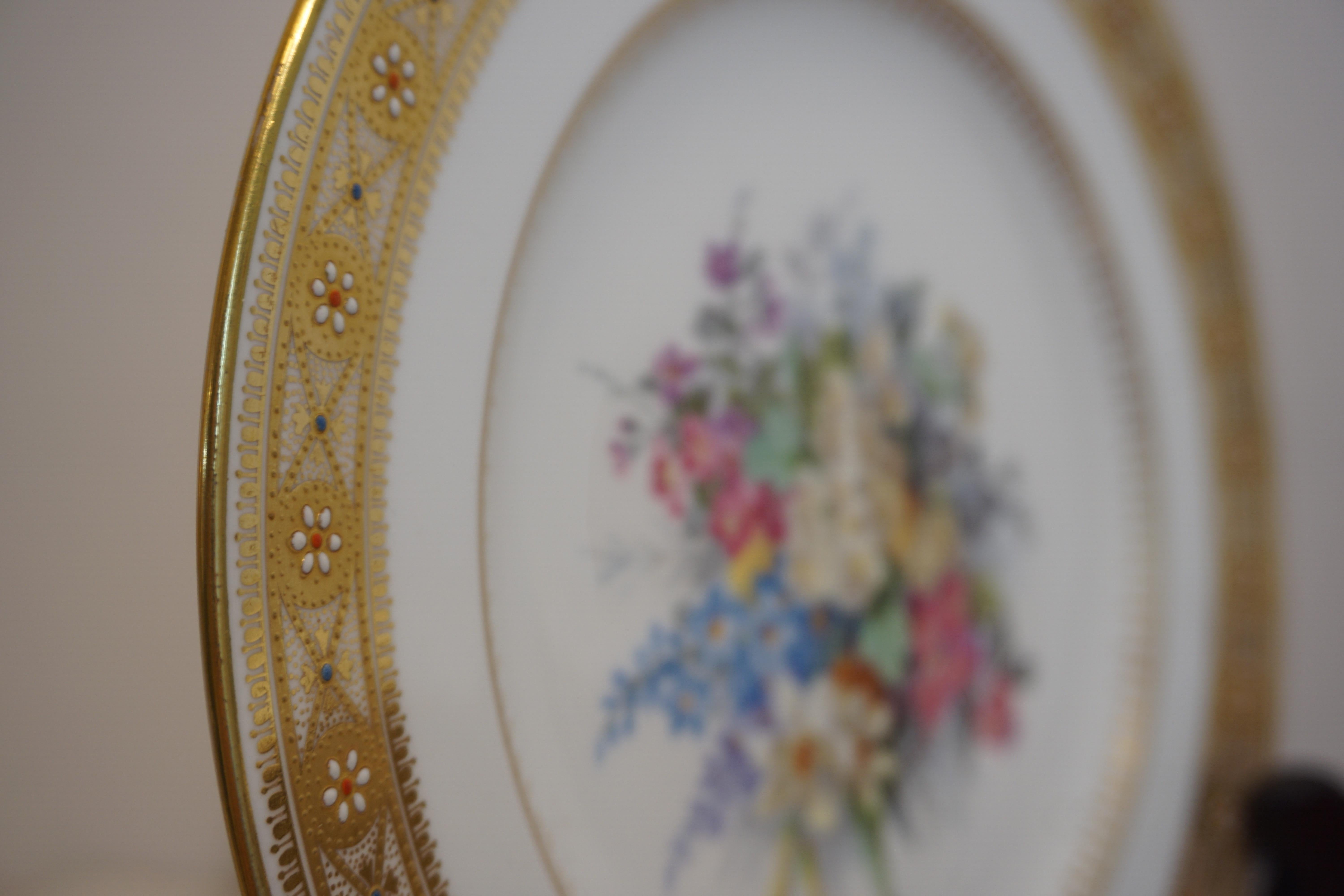 Set of 10 Spode Made for Tiffany Dessert Plates Signed by Renown Artist Hurten 12
