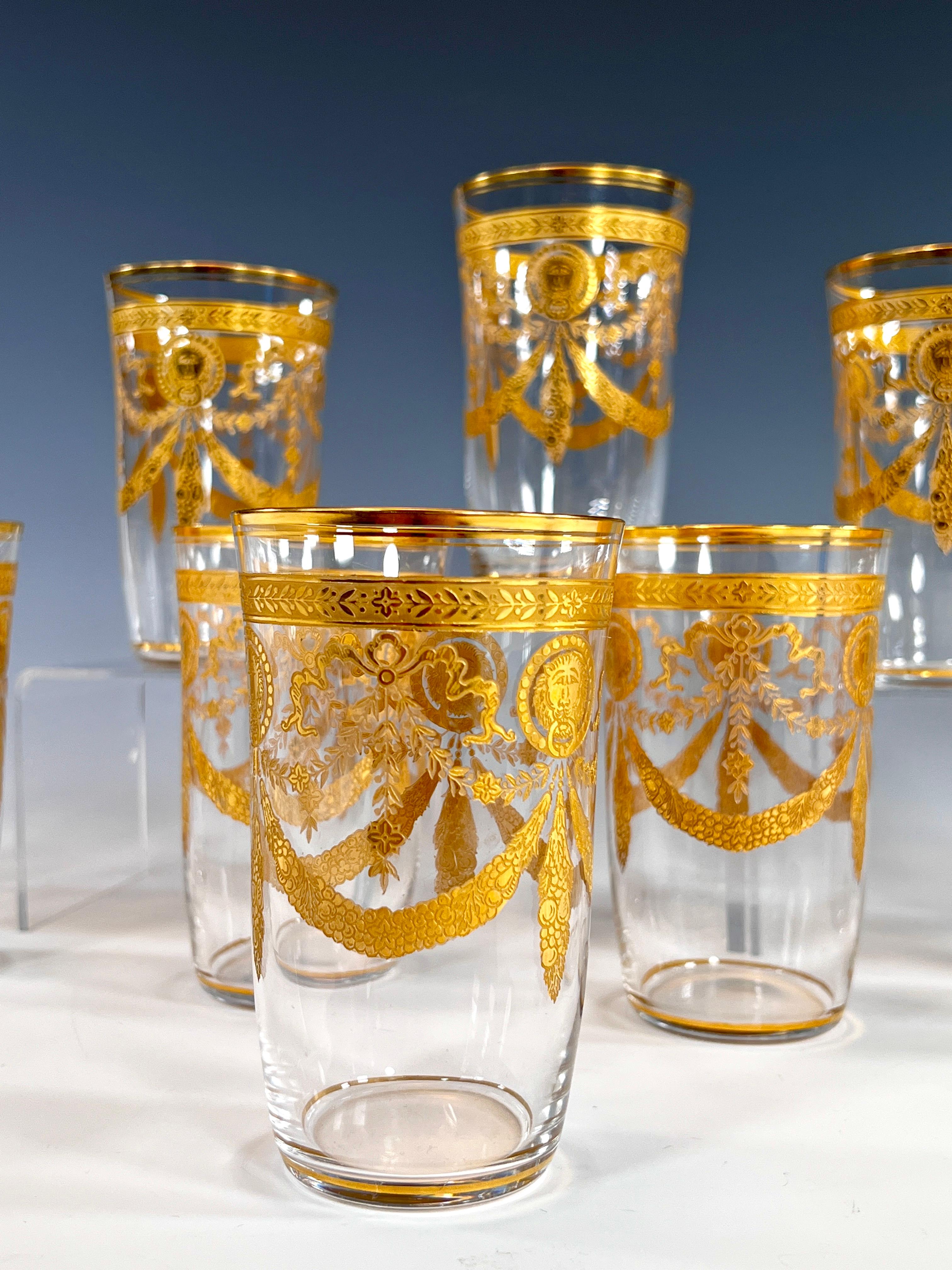 Francese Set di 10 bicchieri Highballs in cristallo dorato soffiato a mano del Congresso di St. Louis Crystal in vendita