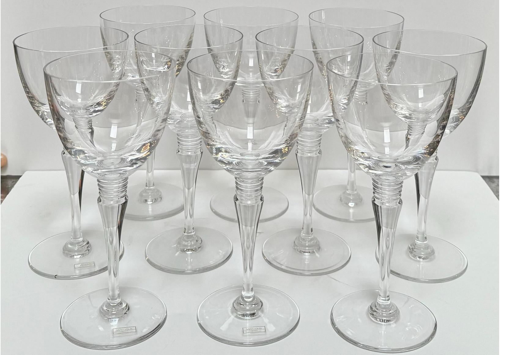 Set of 10 St. Louis French Crystal Water Goblets - Grand Lieu In Good Condition For Sale In LOS ANGELES, CA
