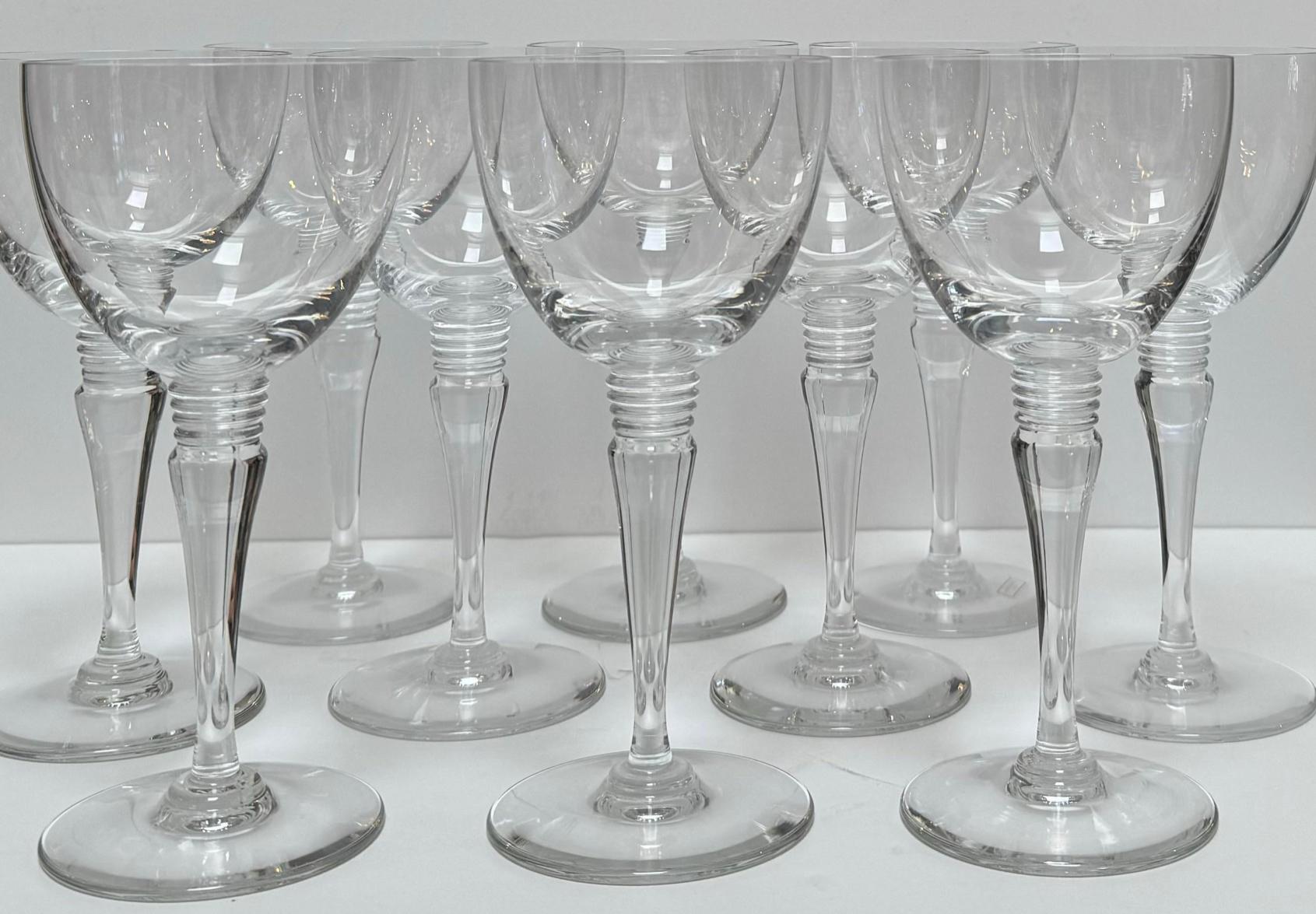 Set of 10 St. Louis French Crystal White Wine Goblets - Grand Lieu
