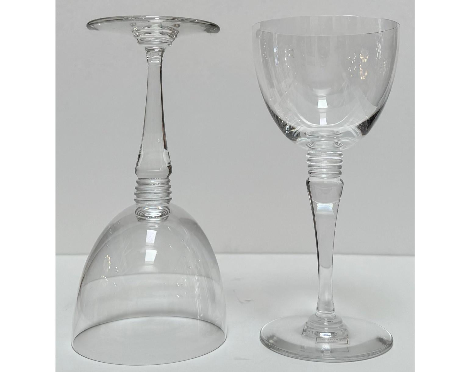 Art Deco Set of 10 St. Louis French Crystal White Wine Goblets - Grand Lieu For Sale