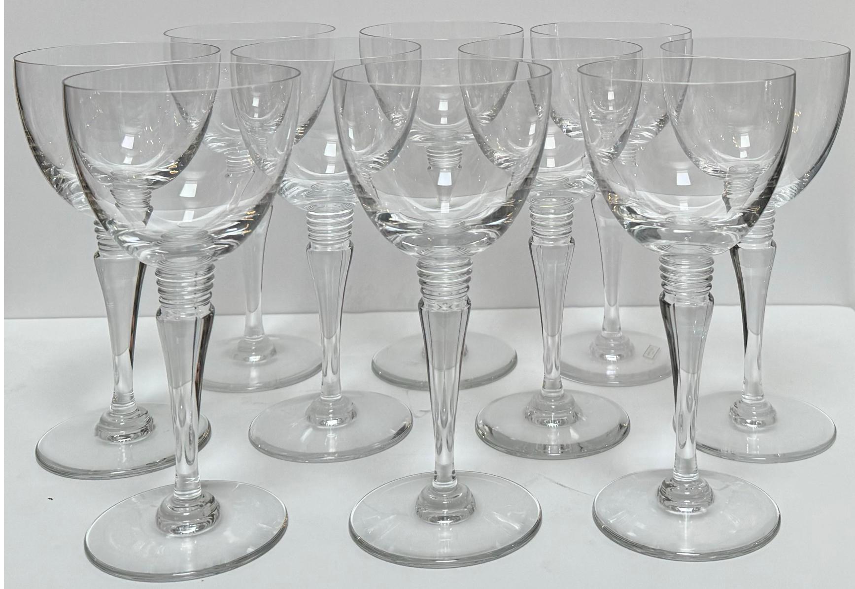 Late 20th Century Set of 10 St. Louis French Crystal White Wine Goblets - Grand Lieu For Sale